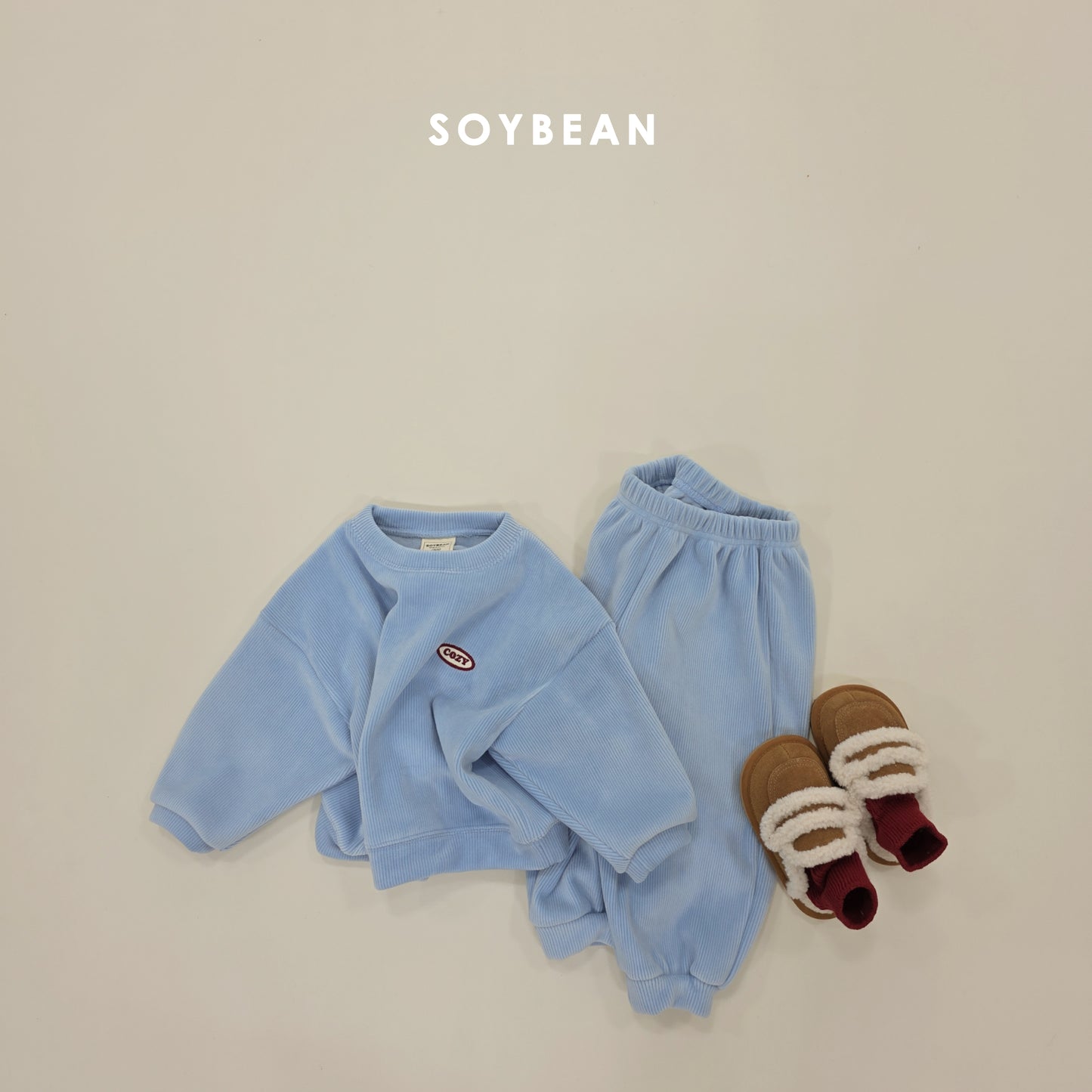 (Pre-order) Soybean Kids Winter - Minky Cozy Ribbed Fleece-Lined Top & Bottom Set 밍크코지상하복 (4 Colors)
