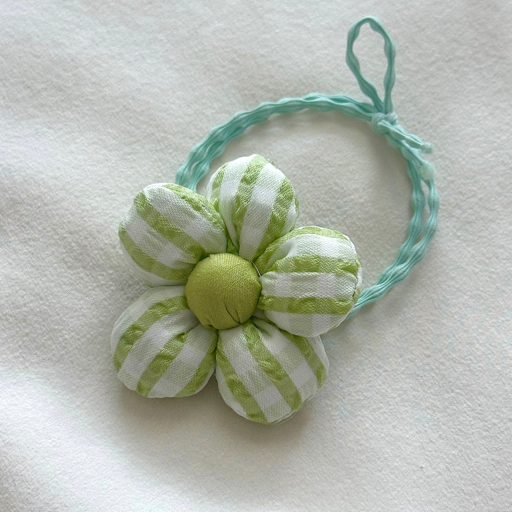 (Chenny Bong Bong) Kids’ Handmade Gingham Blossom Hair Tie (4 Colors)