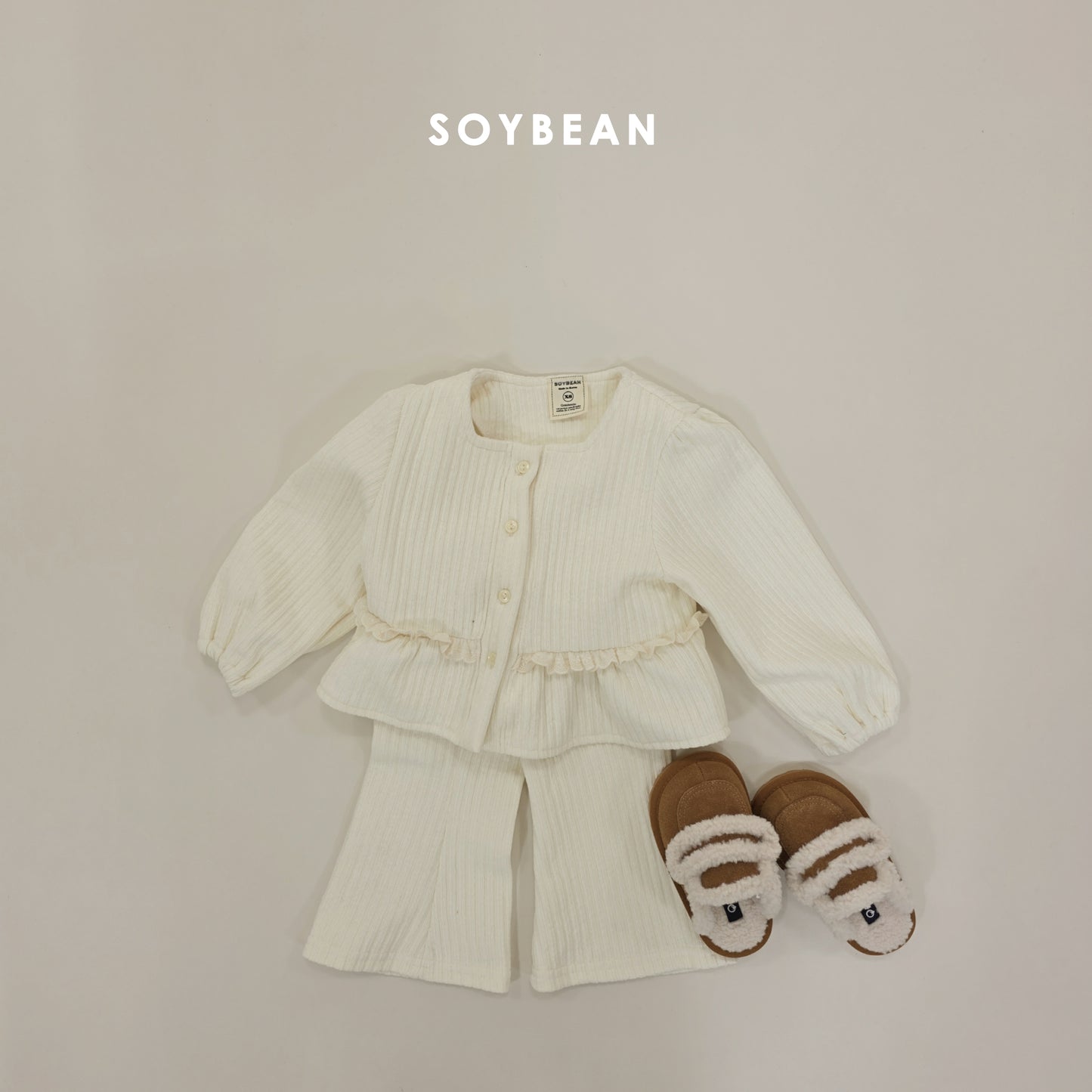 (Pre-order) Soybean Kids Winter - Mochi Square Top & Bottom Set 모찌스퀘어상하 (2 Colors)