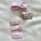 (Chenny Bong Bong) Kids’ Blossom Pink Gingham Hair Clips 4-piece Set