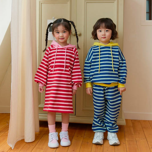 (Pre-order) Daily Bebe - Kids’ Couple Striped Set 커플 단가라세트 (2 Colors)