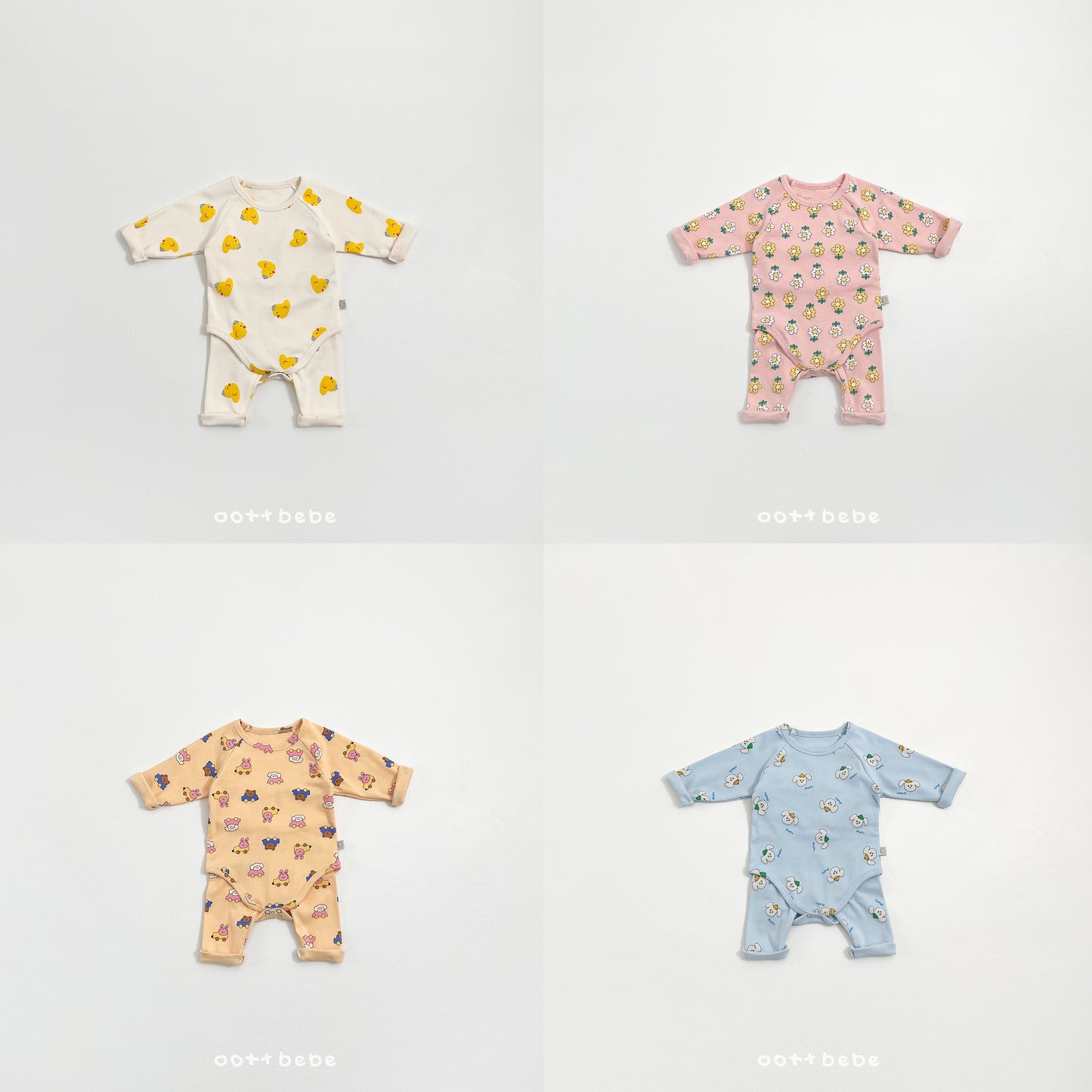 (Pre-order) OOTTBEBE Spring - Picnic Cotton Romper 나들이슈트세트 (4 Colors)