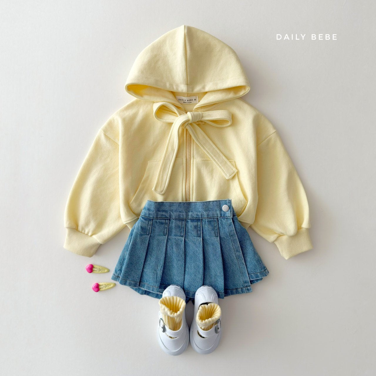 (Pre-order) Daily Bebe Summer- Kids’ Ribbon Hoodie Zip-Up 리본 후드집업 (3 Colors)