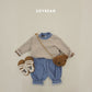 (Pre-order) Soybean Kids Winter - Bong Bong Stripe Fleece-Lined Top & Bottom Set 봉봉단가라상하 (3 Colors)