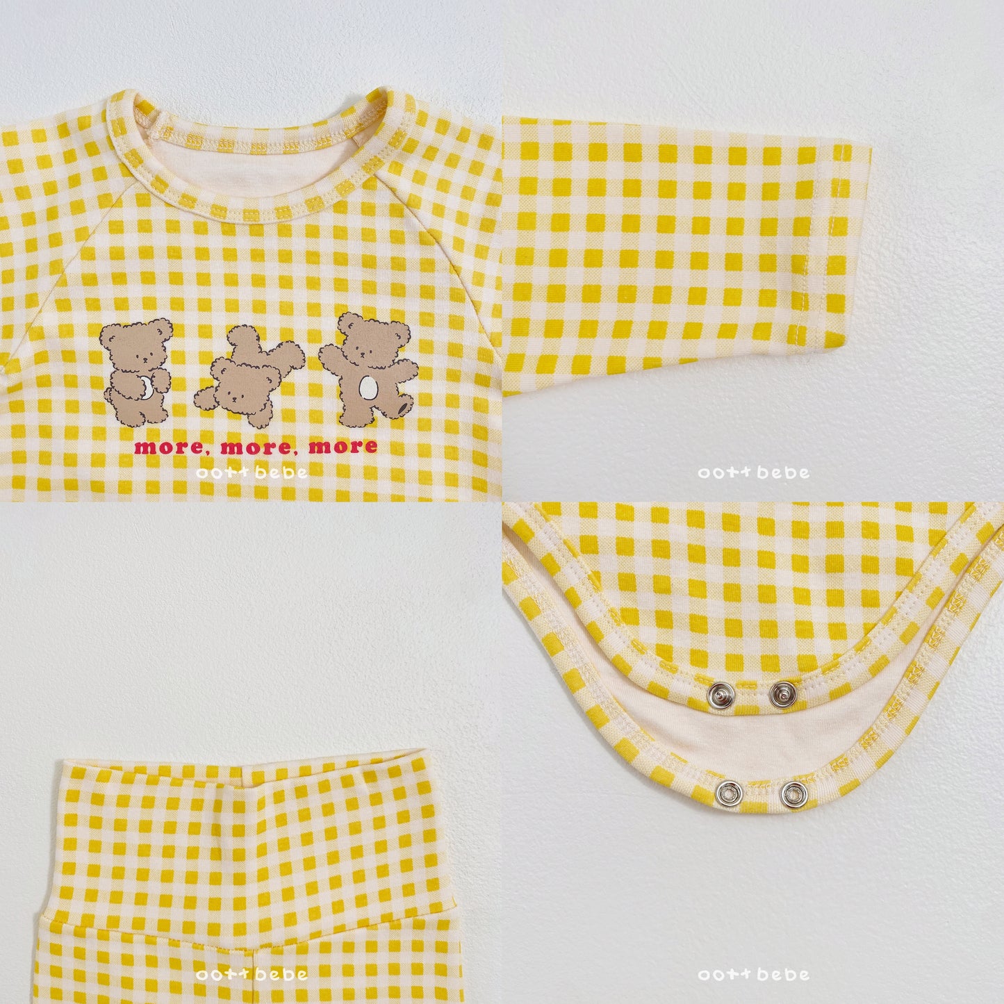 (Pre-order) OOTTBEBE Winter - Checked Bear Full Bodysuit 체크베어슈트 (2 Colors)