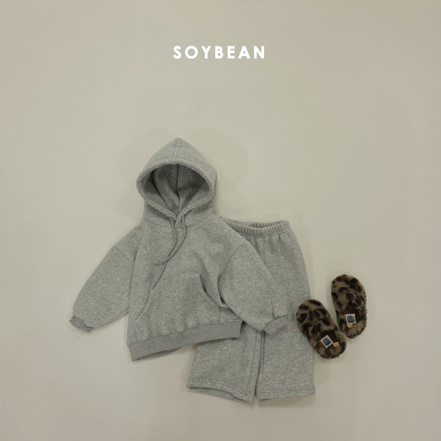 (Pre-order) Soybean Kids Winter - Hooded Fleece-Lined Wide Top & Bottom Set 후드와이드상하복 (5 Colors)