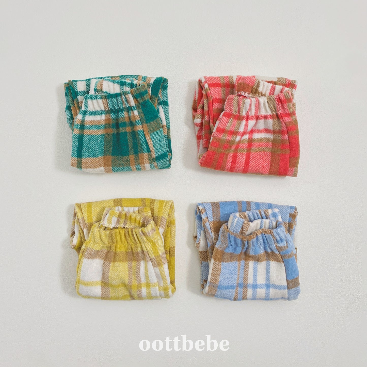 (Pre-order) OOTTBEBE Winter - Cozy Check Pants 웨하스체크팬츠 (4 Colors)