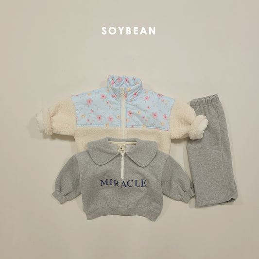 (Pre-order) Soybean Kids Winter - Flower Patch Sherpa Jacket 꽃배색양털JP (2 Colors)