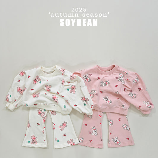 (Pre-order) Soybean Kids - Bunny Flare Top & Bottom Set 바니나팔상하복 (2 Colors)