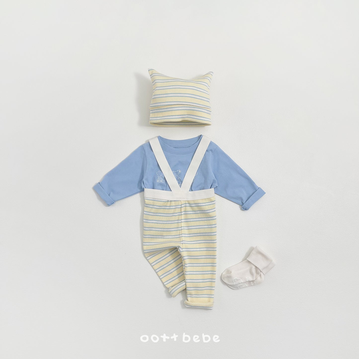 (Pre-order) OOTTBEBE Spring - Say OOTT Stripe Suspender Leggings 세이오뜨멜빵레깅스 (4 Colors)