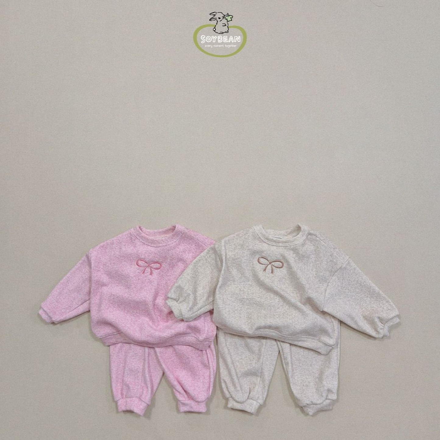 (Pre-order) Soybean Kids - Popping Mink Top & Bottom Set 팝핑밍크리본상하복 (2 Colors)