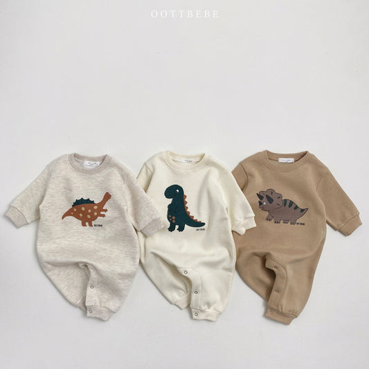 (Pre-order) OOTTBEBE - Winter Dinosaur Bodysuit 아기공룡전신수트 (3 Colors)