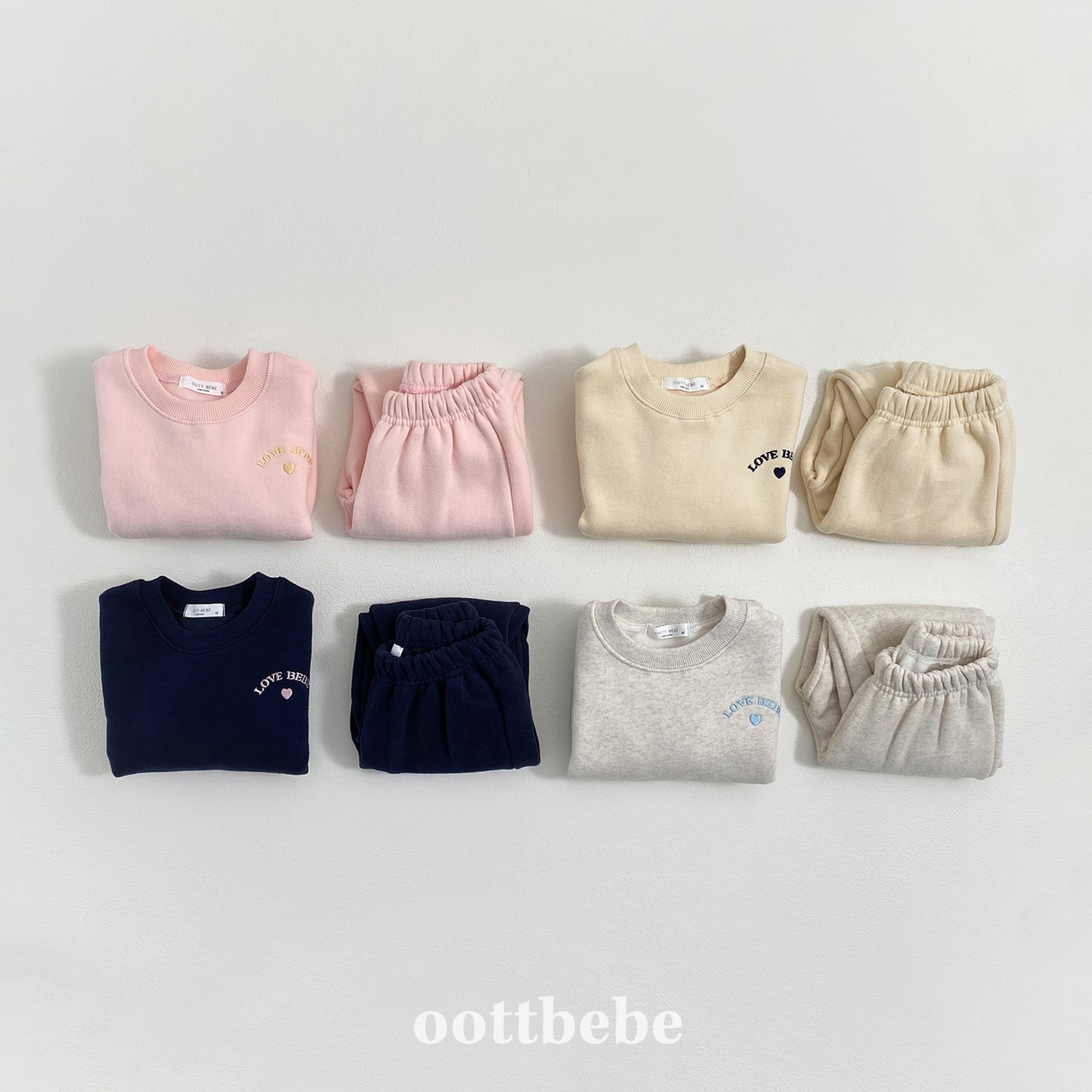 (Pre-order) OOTTBEBE Winter - Love Bebe Top & Bottom Set 러브베베상하복 (4 Colors)
