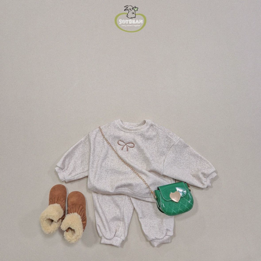 (Pre-order) Soybean Kids - Popping Mink Top & Bottom Set 팝핑밍크리본상하복 (2 Colors)