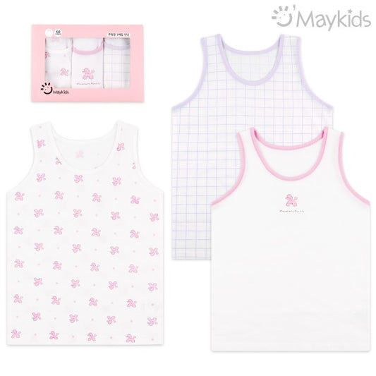 (Pre-Order) MayKids - Cutie Poodle Cotton Girls’ Camisole (3-pack)
