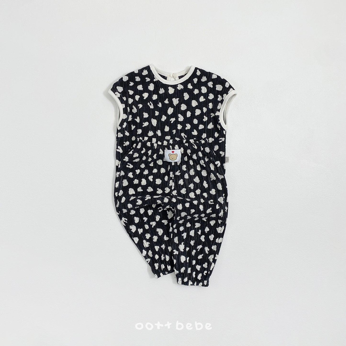 (Pre-order) OOTTBEBE Summer - Petit Leopard Pleated Set 쁘띠호피플리츠상하복 (2 Colors)