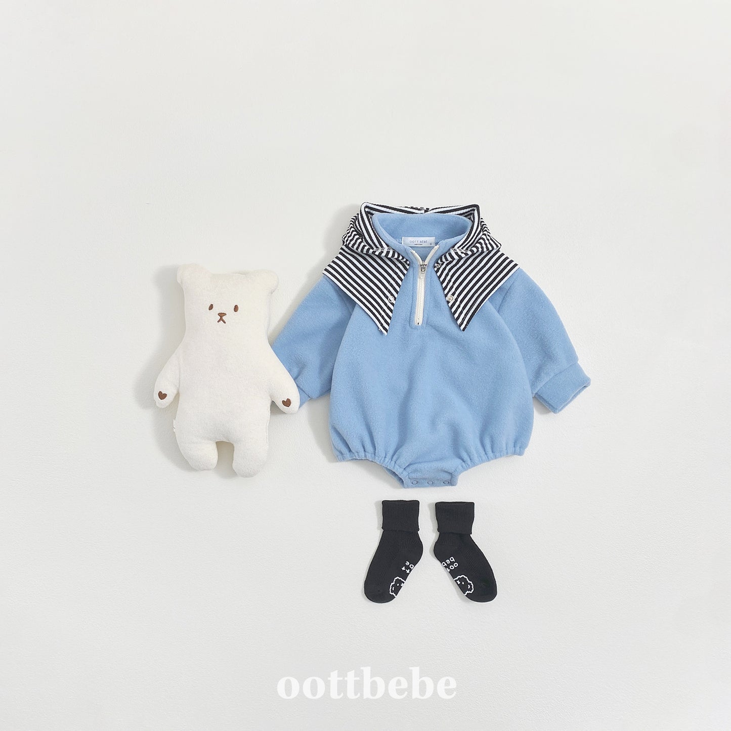 (Pre-order) OOTTBEBE Winter - Puppy Fleece Anorak Bodysuit 멍멍아노락슈트 (4 Colors)