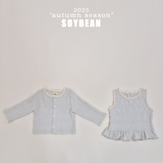 (Pre-order) Soybean Kids - Lace Cardigan & Tank Set 레이스CD&나시Set (2 Colors)