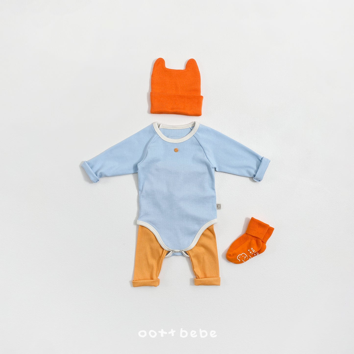 (Pre-order) OOTTBEBE Spring - Picnic Modal Ribbed Romper & Leggings Set 피크닉슈트세트 (3 Colors)