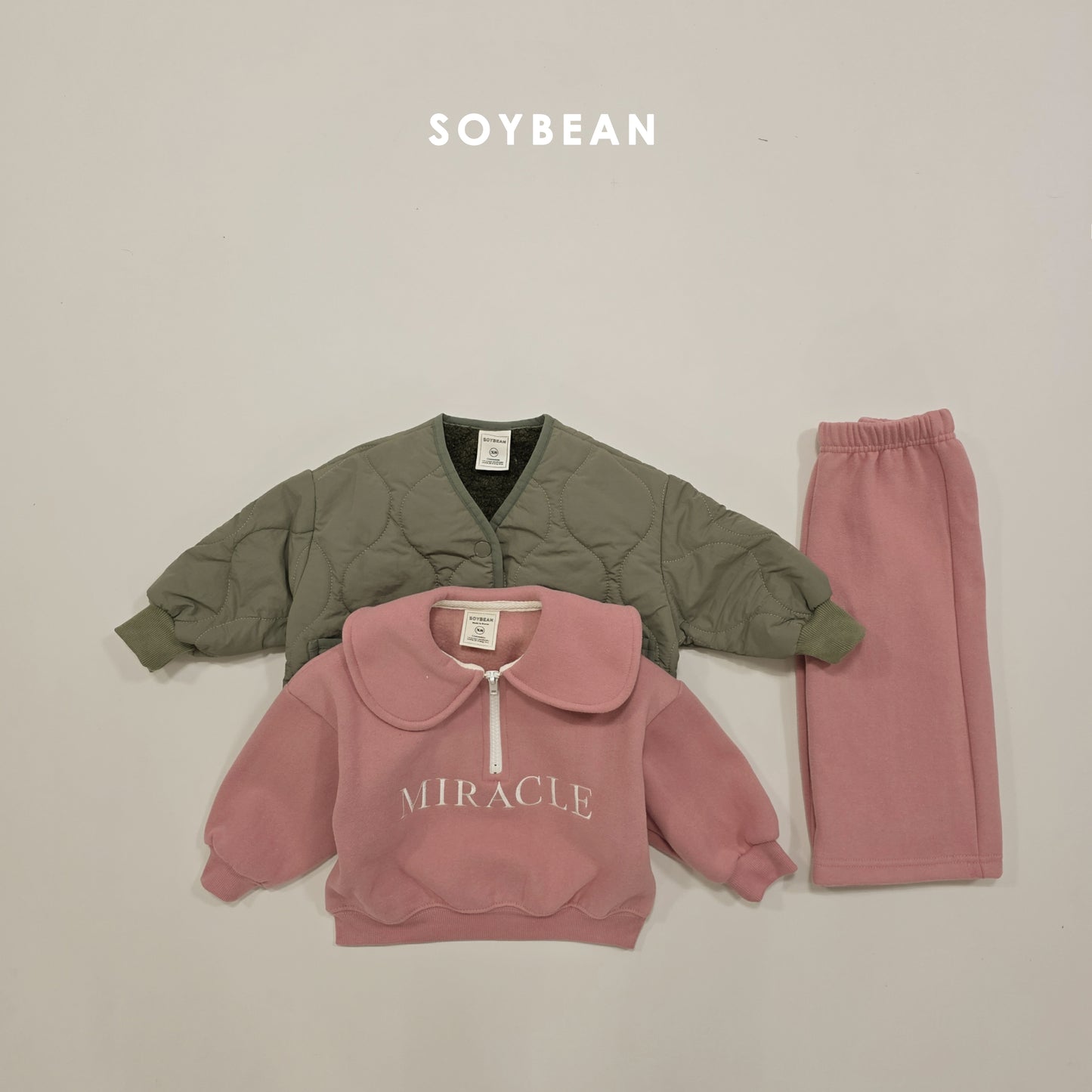 (Pre-order) Soybean Kids Winter - Miracle Half-Zip Top & Bottom Set 미라클반집업상하 (2 Colors)