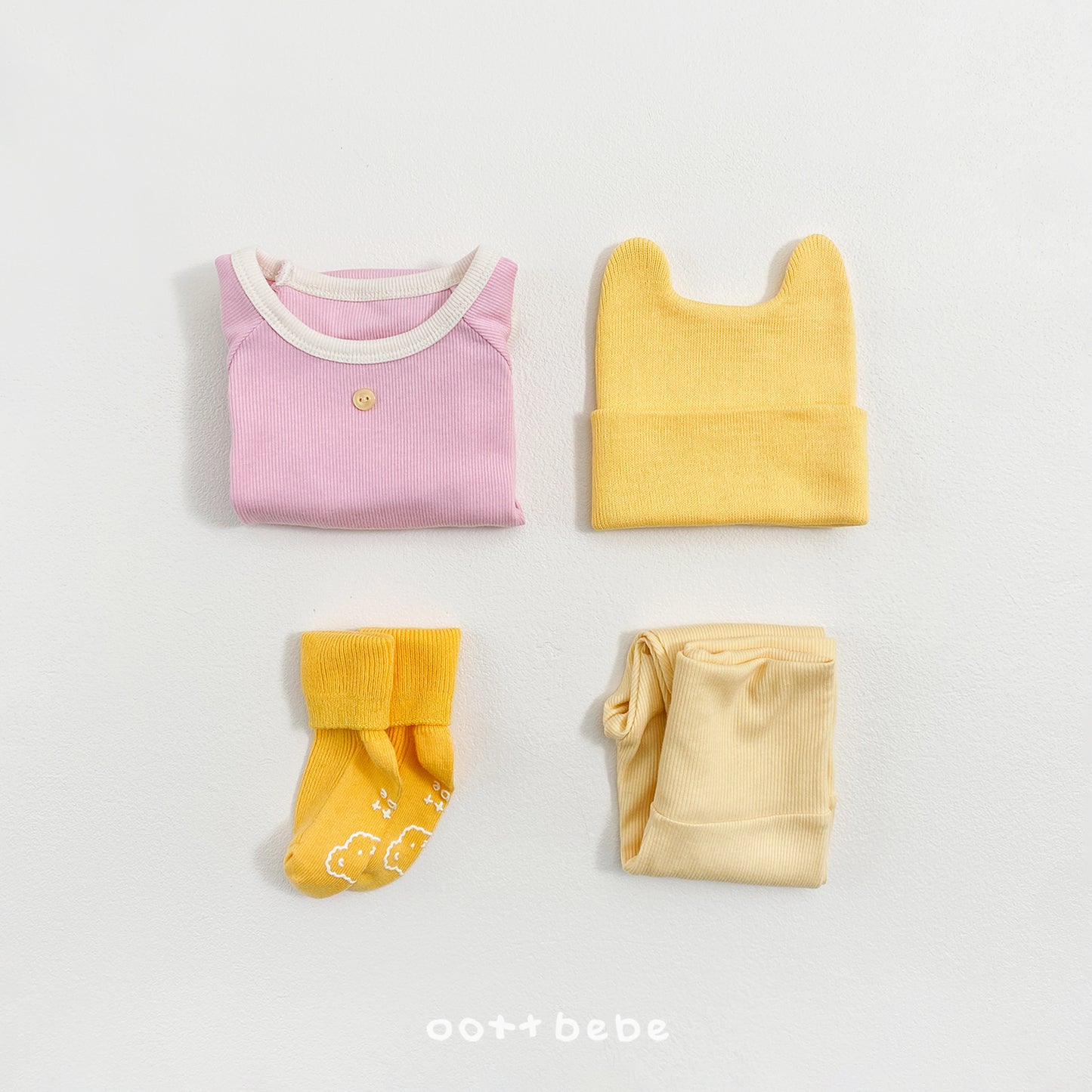 (Pre-order) OOTTBEBE Spring - Picnic Modal Ribbed Romper & Leggings Set 피크닉슈트세트 (3 Colors)