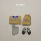 (Pre-order) Soybean Kids Winter - Color Block Stripe Fleece-Lined Top & Bottom Set 톡톡줄배색상하복 (3 Colors)
