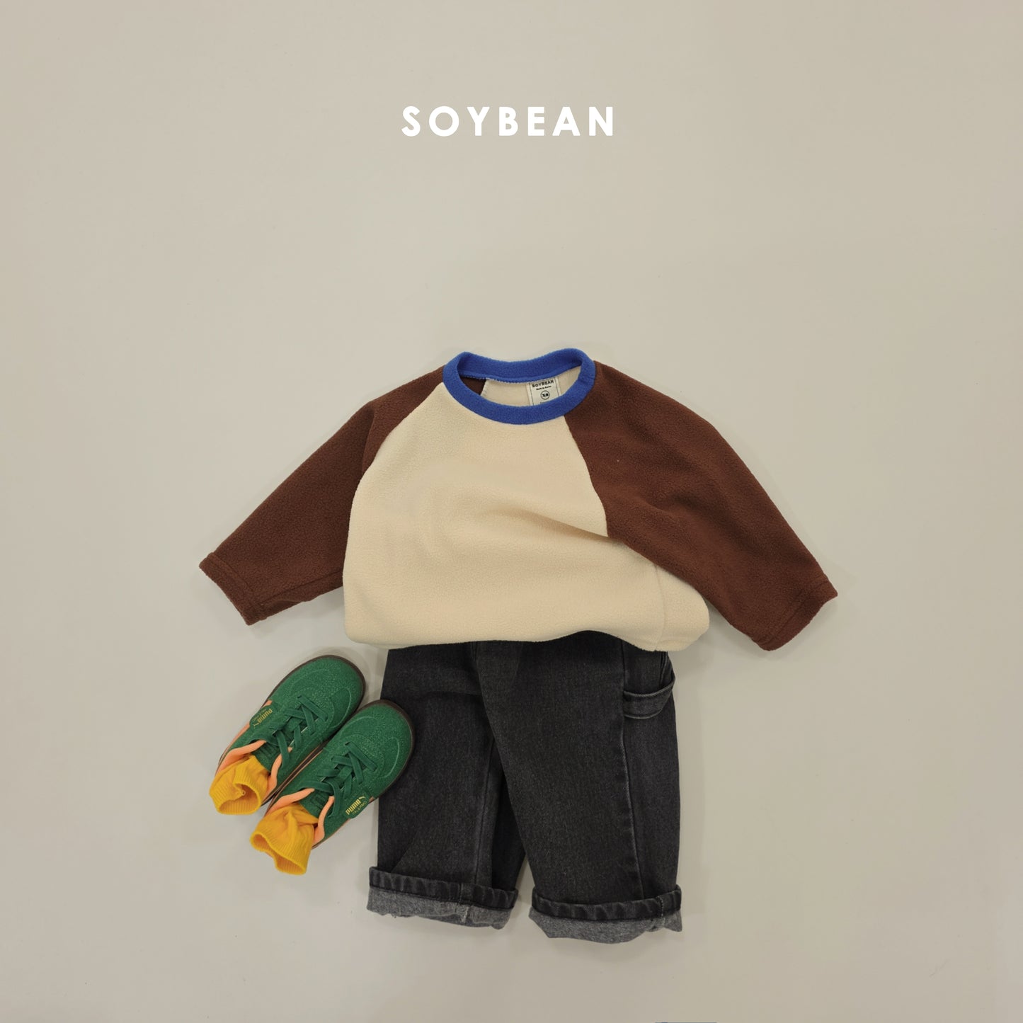 (Pre-order) Soybean Kids Winter - Fleece-Lined Work Denim Pants 기모워크데님팬츠 (2 Colors)