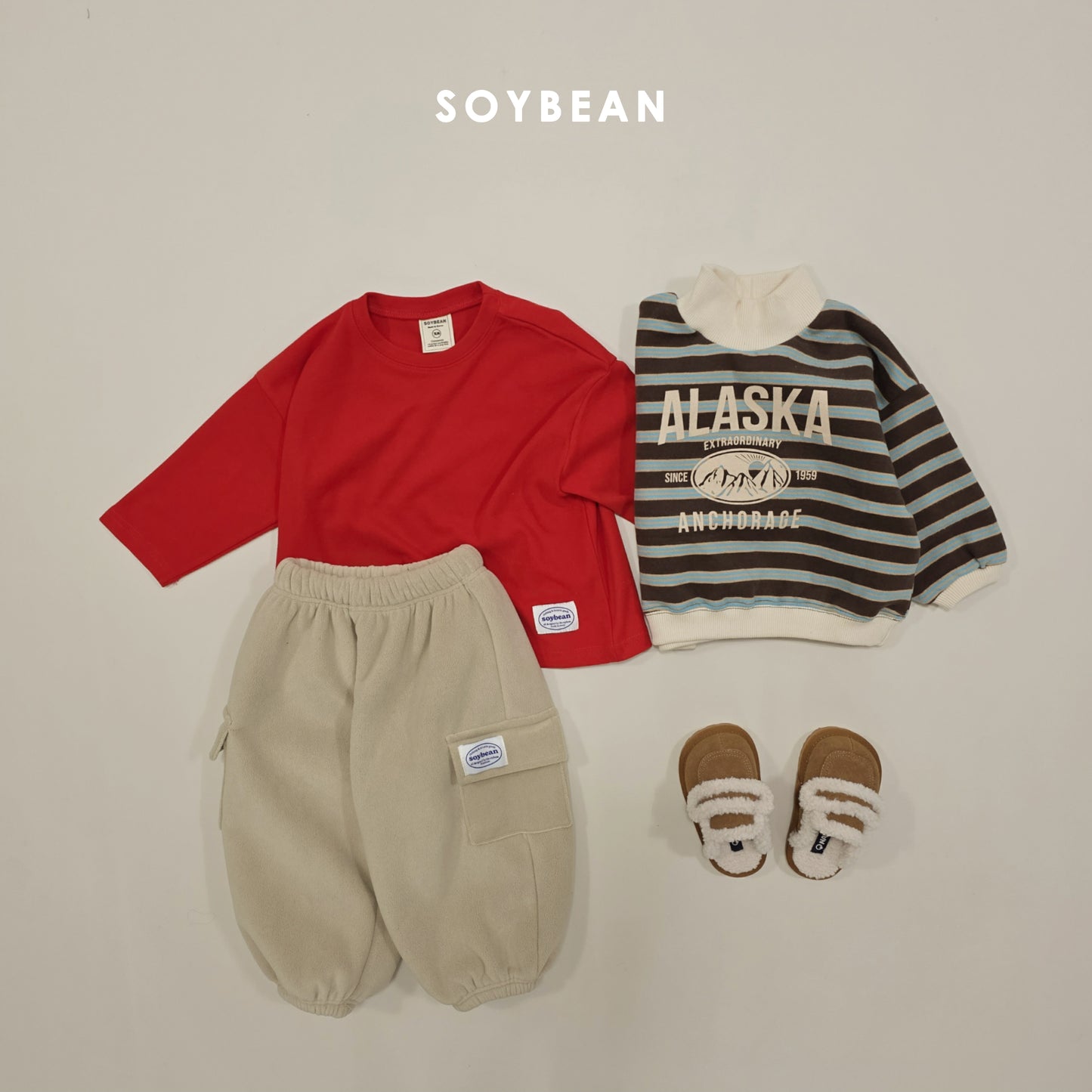 (Pre-order) Soybean Kids Winter - Cozy Layered Fleece-Lined Tee 포근한레이어드티 (5 Colors)