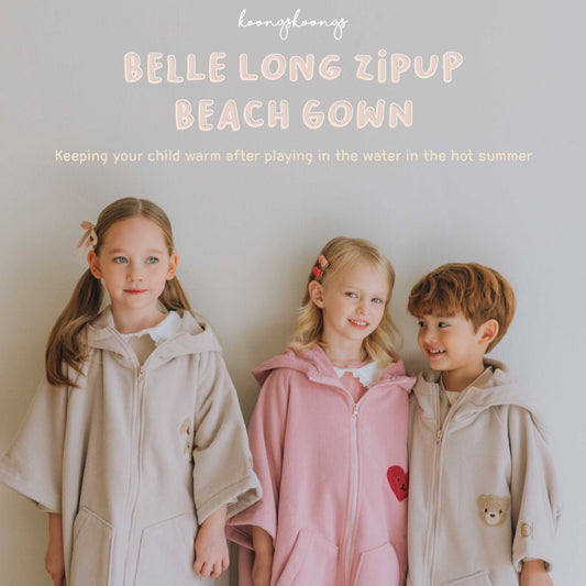 (Pre-order) KoongsKoongs Kids’ Premium Zip-Up Hooded Beach Towel (3 Colors)