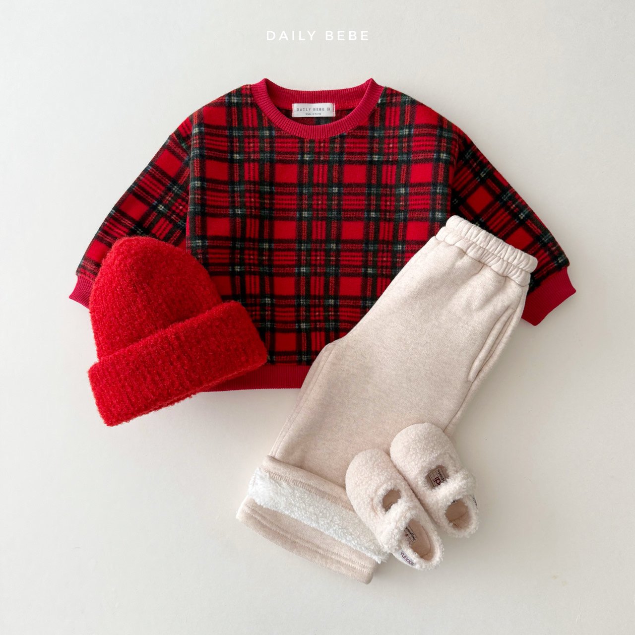 (Pre-order) Daily Bebe Winter - Fleece Cozy Print Sweatshirt 후리스 맨투맨 (4 Colors)