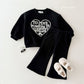 (Pre-order) Daily Bebe Winter - Kids’ Foam Heart Bootcut Top & Bottom Set 발포 부츠컷세트 (4 Colors)