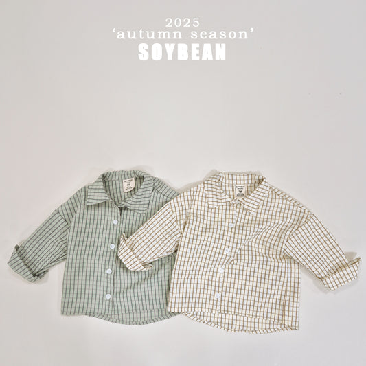 (Pre-order) Soybean Kids - Oversized Check Shirt 오버핏체크셔츠 (2 Colors)