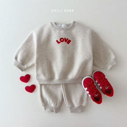 (Pre-order) Daily Bebe - Kids’ Love Top & Bottom Set 러브부클셋트 (4 Colors)