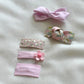 (Chenny Bong Bong) Kids’ Blossom Pink Gingham Hair Clips 4-piece Set