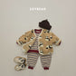 (Pre-order) Soybean Kids Winter - Color Block Stripe Fleece-Lined Top & Bottom Set 톡톡줄배색상하복 (3 Colors)