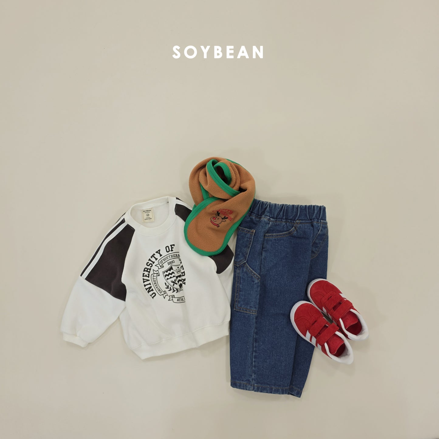 (Pre-order) Soybean Kids Winter - Fleece-Lined Work Denim Pants 기모워크데님팬츠 (2 Colors)