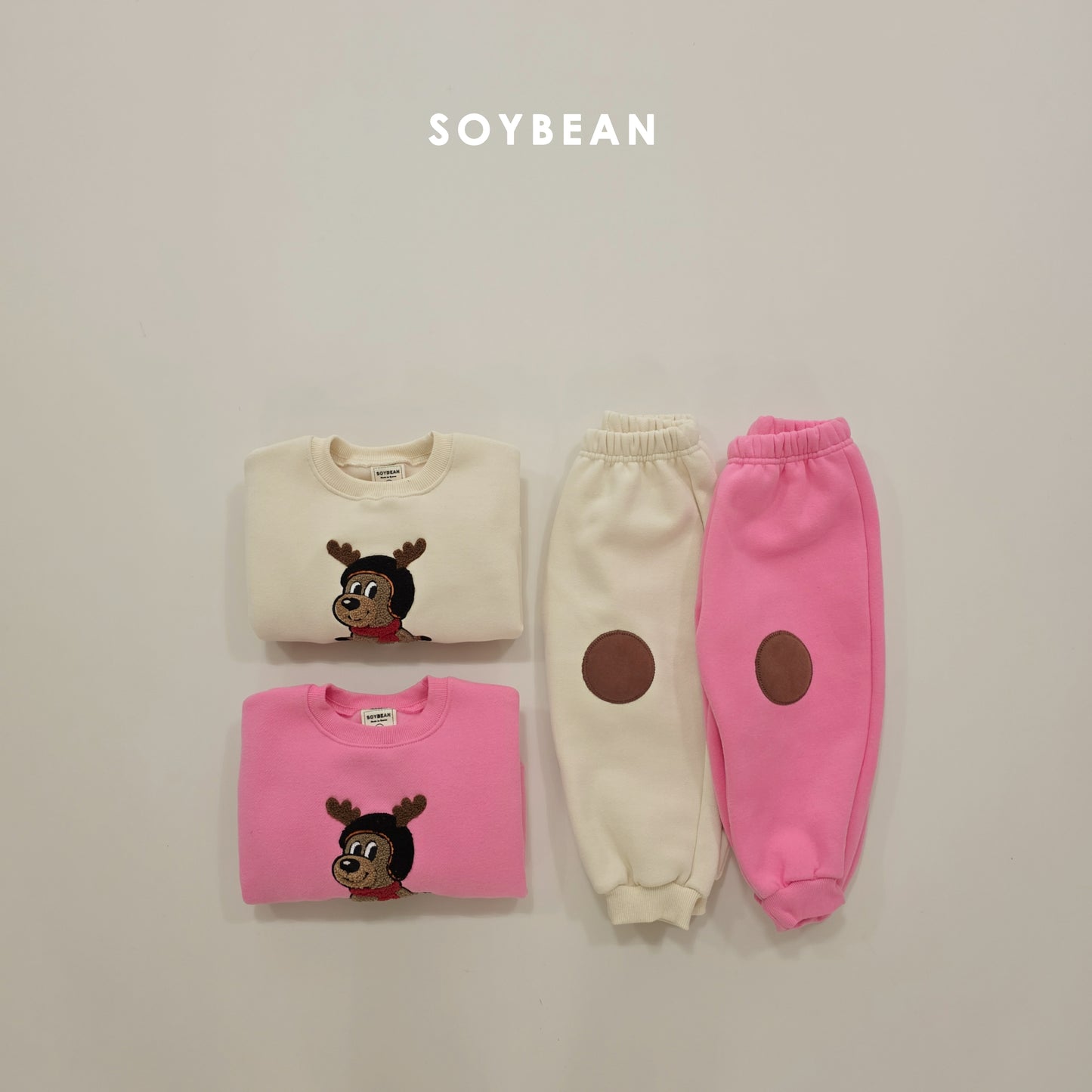(Pre-order) Soybean Kids Winter - Hello Boucle Rudolph Top & Bottom Set 헬로부클루돌프상하 (2 Colors)