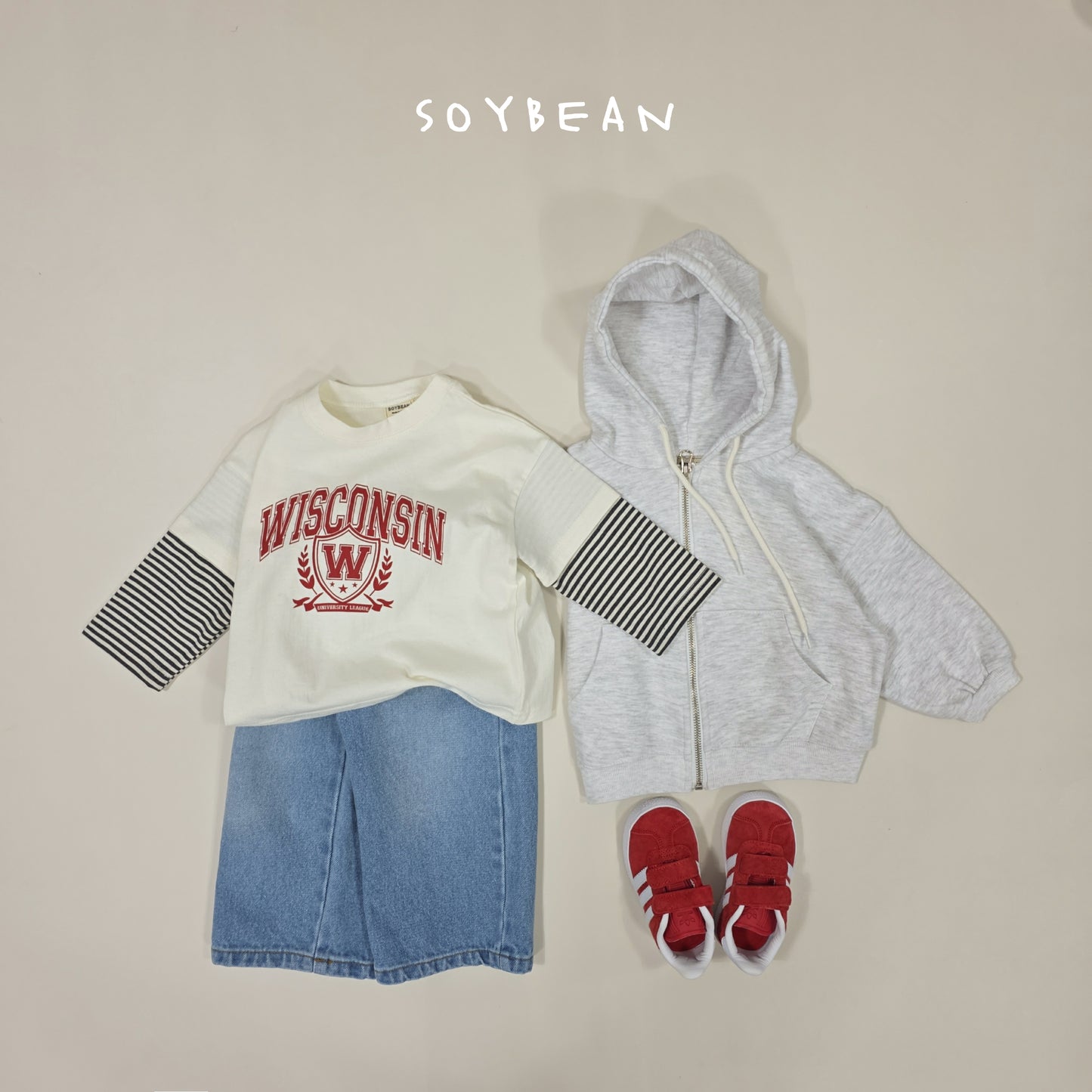 (Pre-order) Soybean Kids Spring - Wide Brush Denim Pants 와이드브러쉬데님팬츠 (2 Colors)