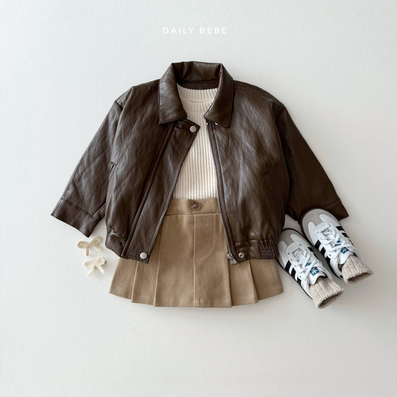 (Pre-order) Daily Bebe - Kids' Faux Leather Jacket 깨죽자켓 (2 Colors)