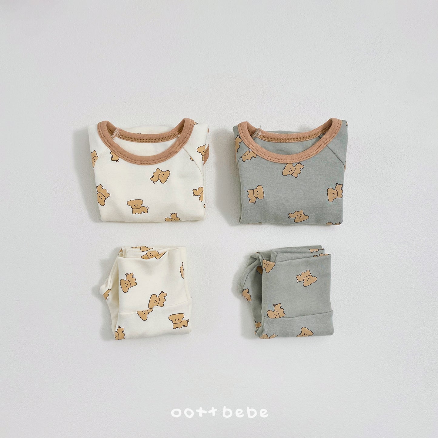 (Pre-order) OOTTBEBE Winter - Mung-Mung Pajama Set 멍멍실내복 (2 Colors)