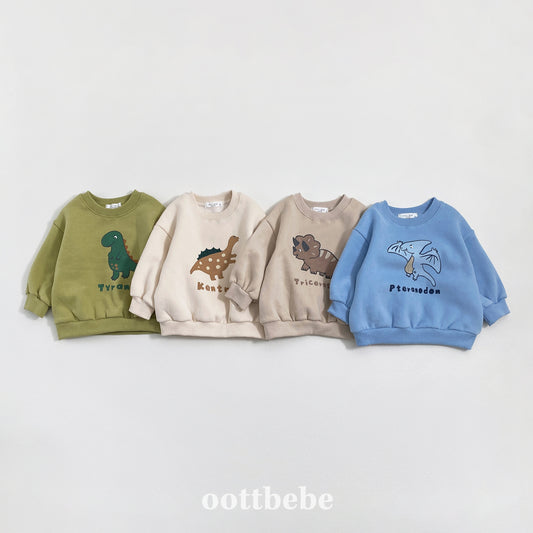(Pre-order) OOTTBEBE Winter - Dino Friends Fleece Sweatshirt 공룡맨투맨(양기모) 4 Colors)