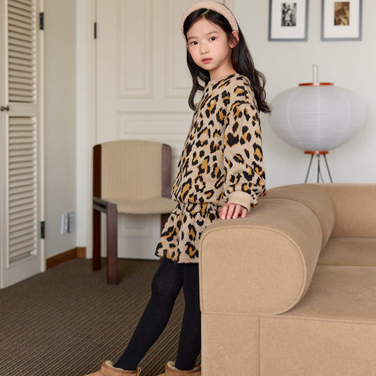 (Pre-order) Daily Bebe - Kids’ Leopard Skirt Set 레오파드세트 (2 Colors)