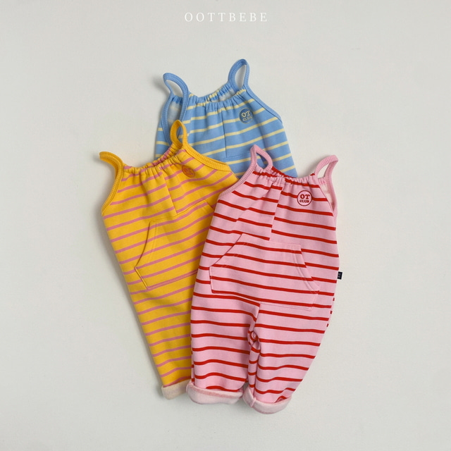 (Pre-order) OOTTBEBE - Snuggle Stripes Overalls 하리보오버롤 (3 Colors)