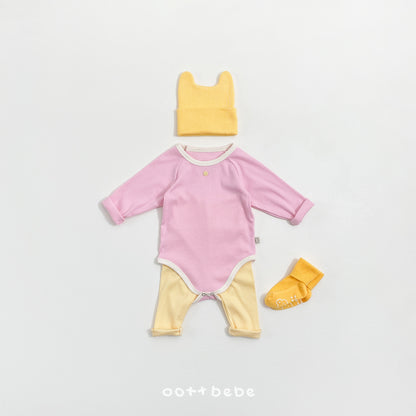 (Pre-order) OOTTBEBE Spring - Picnic Modal Ribbed Romper & Leggings Set 피크닉슈트세트 (3 Colors)
