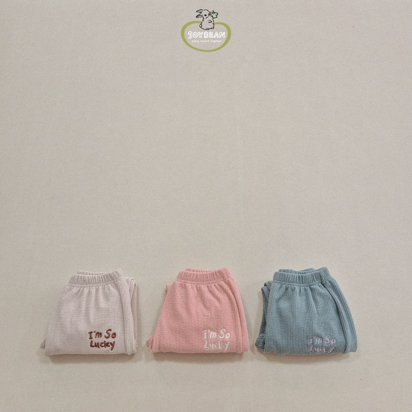 (Pre-order) Soybean Kids - Lucky Fleece-Lined Sweatpants 럭키기모골지팬츠 (3 Colors)