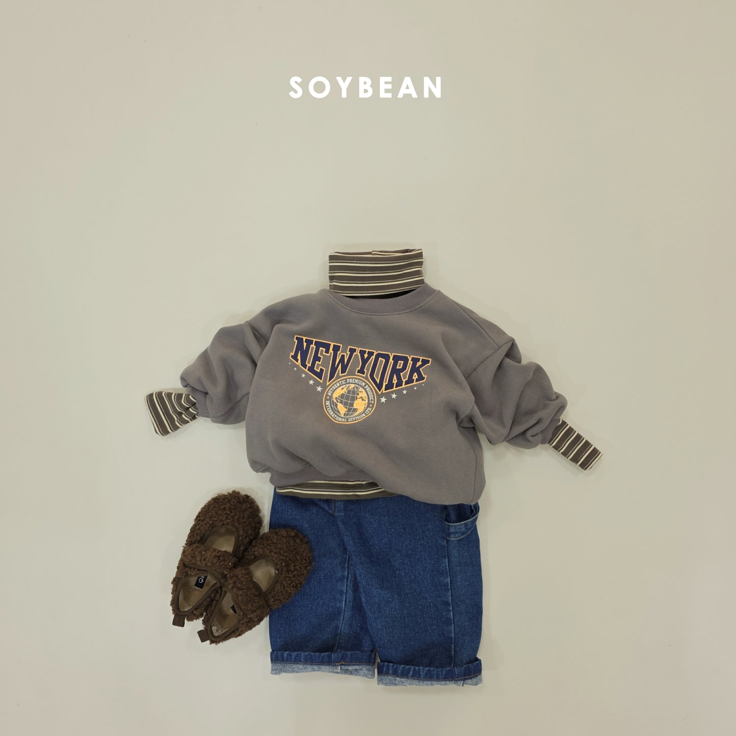 (Pre-order) Soybean Kids Winter - New York Brushed Fleece Sweatshirt 뉴욕기모맨투맨 (2 Colors)