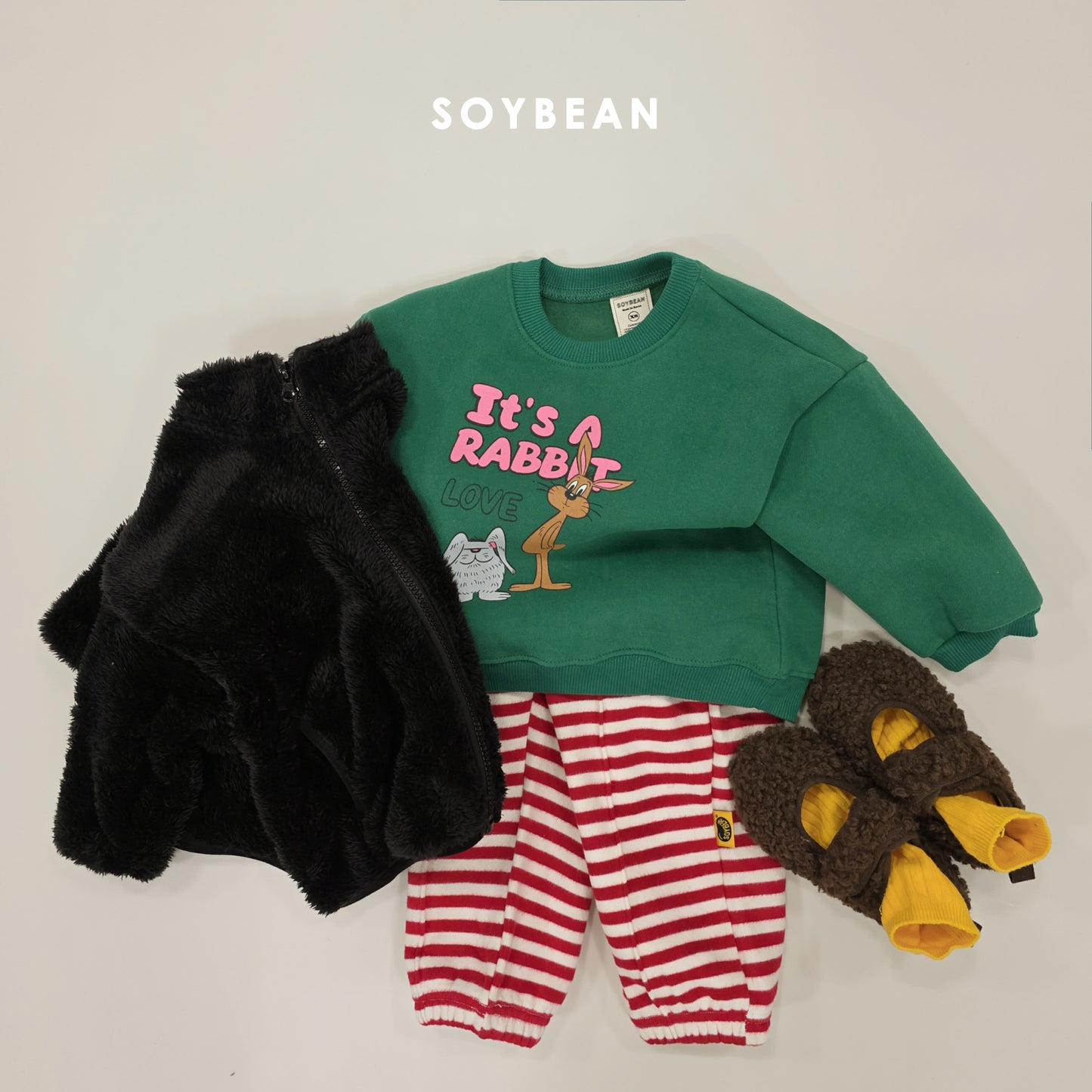 (Pre-order) Soybean Kids Winter - Rabbit Fleece-Lined Sweatshirt 래빗양기모맨투맨 (2 Colors)