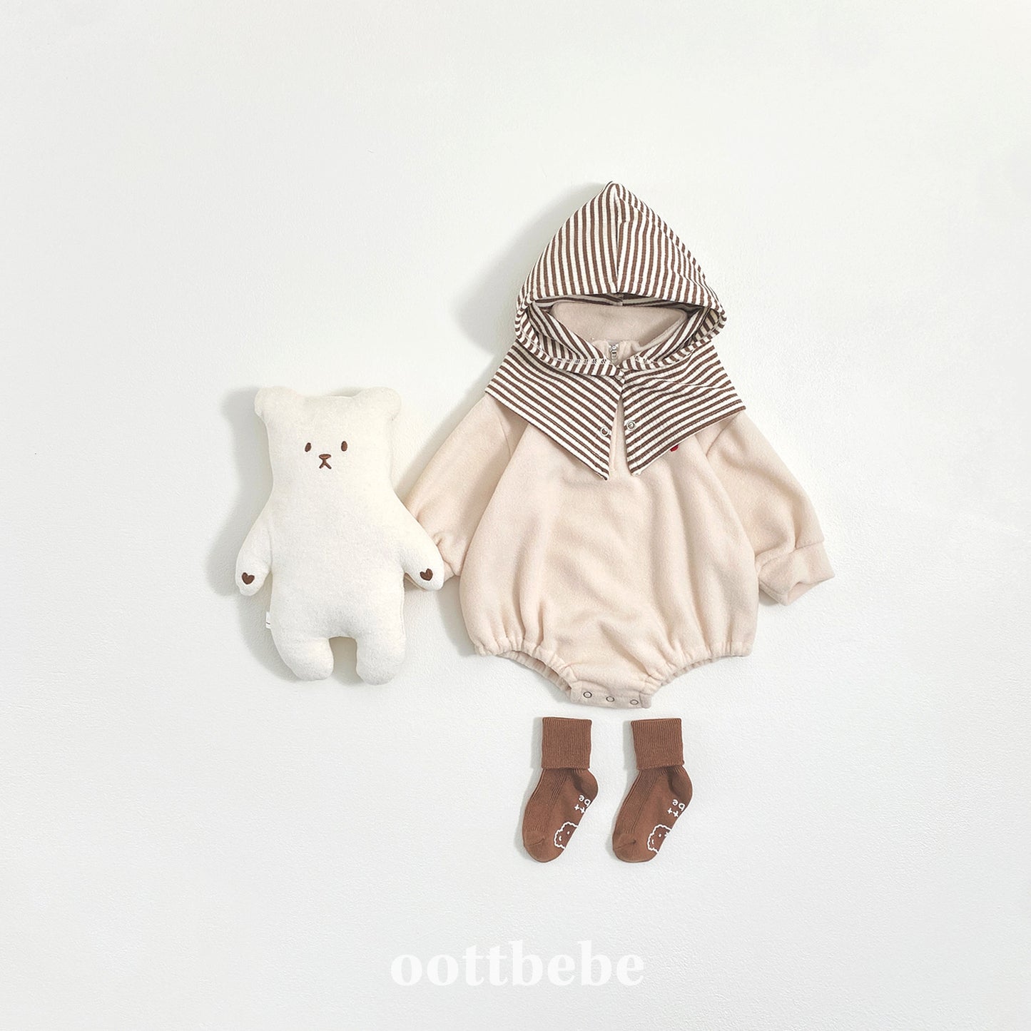 (Pre-order) OOTTBEBE Winter - Puppy Fleece Anorak Bodysuit 멍멍아노락슈트 (4 Colors)
