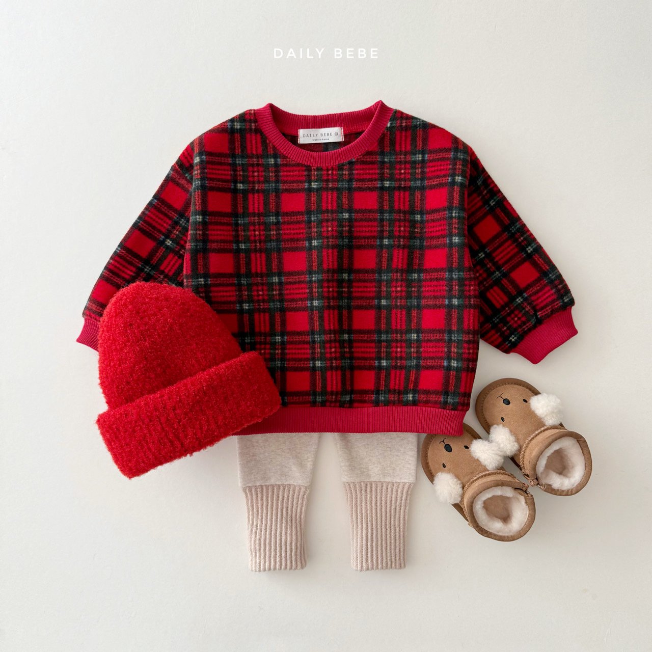 (Pre-order) Daily Bebe Winter - Fleece Cozy Print Sweatshirt 후리스 맨투맨 (4 Colors)