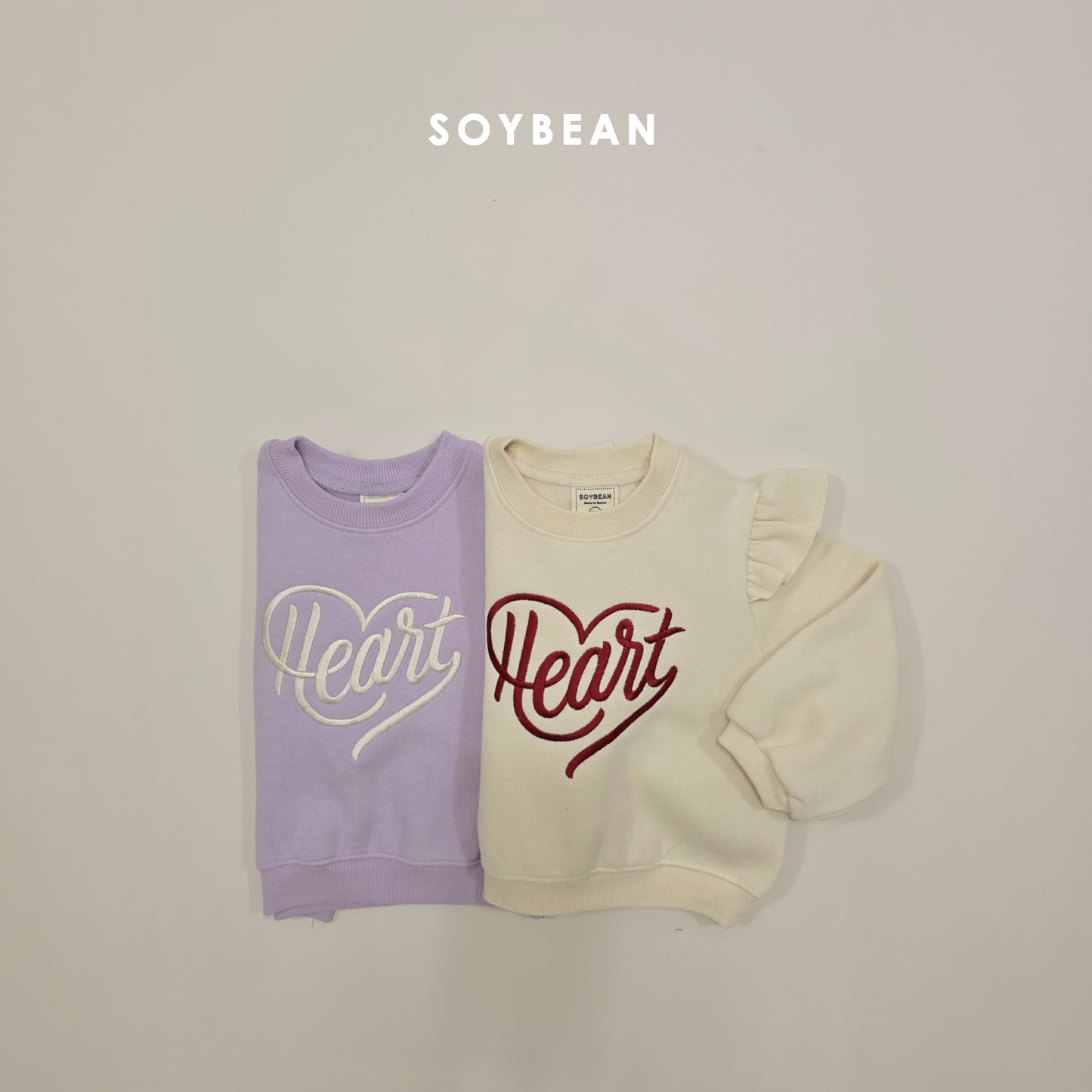 (Pre-order) Soybean Kids Winter - Heart Frill Fleece-Lined Sweatshirt 하트프릴맨투맨 (2 Colors)